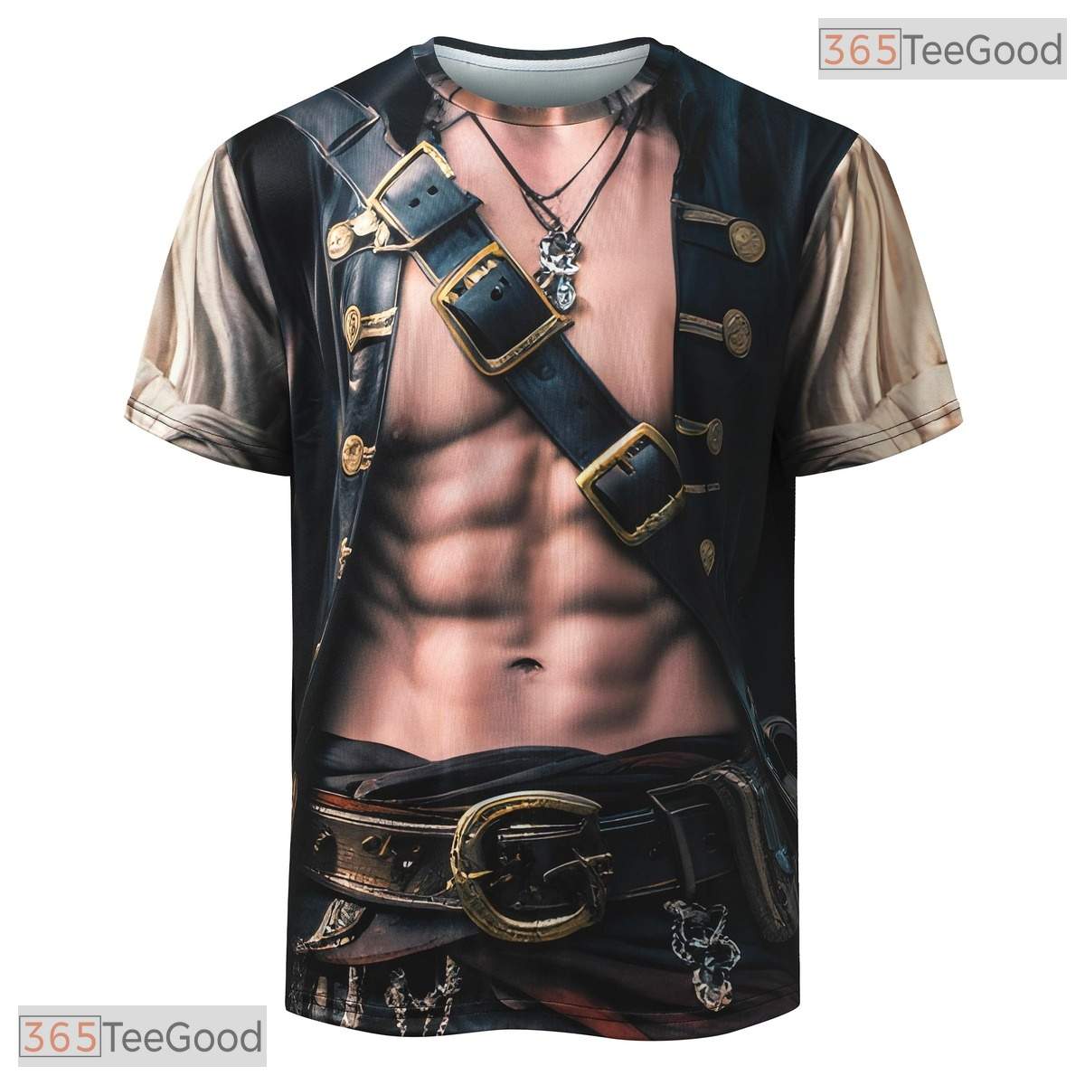 Shredded Pirate Abdominal Muscle Costume Novelty 3D Printed Casual Unisex T-Shirt Top