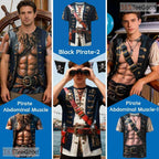 Shredded Pirate Abdominal Muscle Costume Novelty 3D Printed Casual Unisex T-Shirt Top