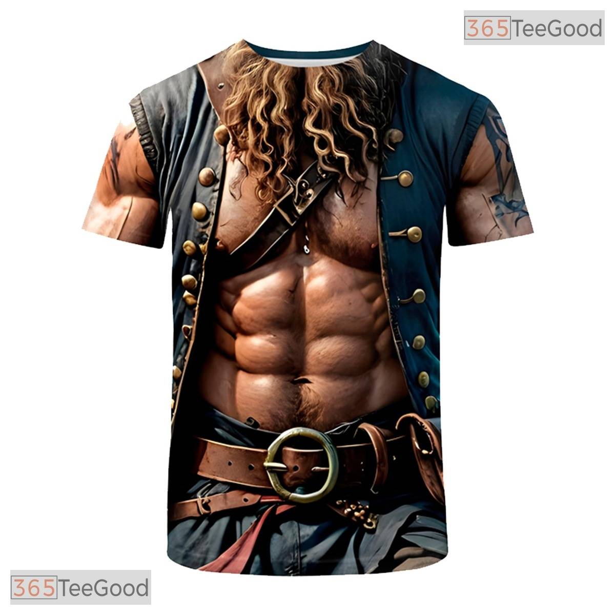 Shredded Pirate Abdominal Muscle Costume Novelty 3D Printed Casual Unisex T-Shirt