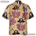 Pirate Kraken Octopus Hawaiian Shirt- Unisex Nautical Summer Casual Vacation Top