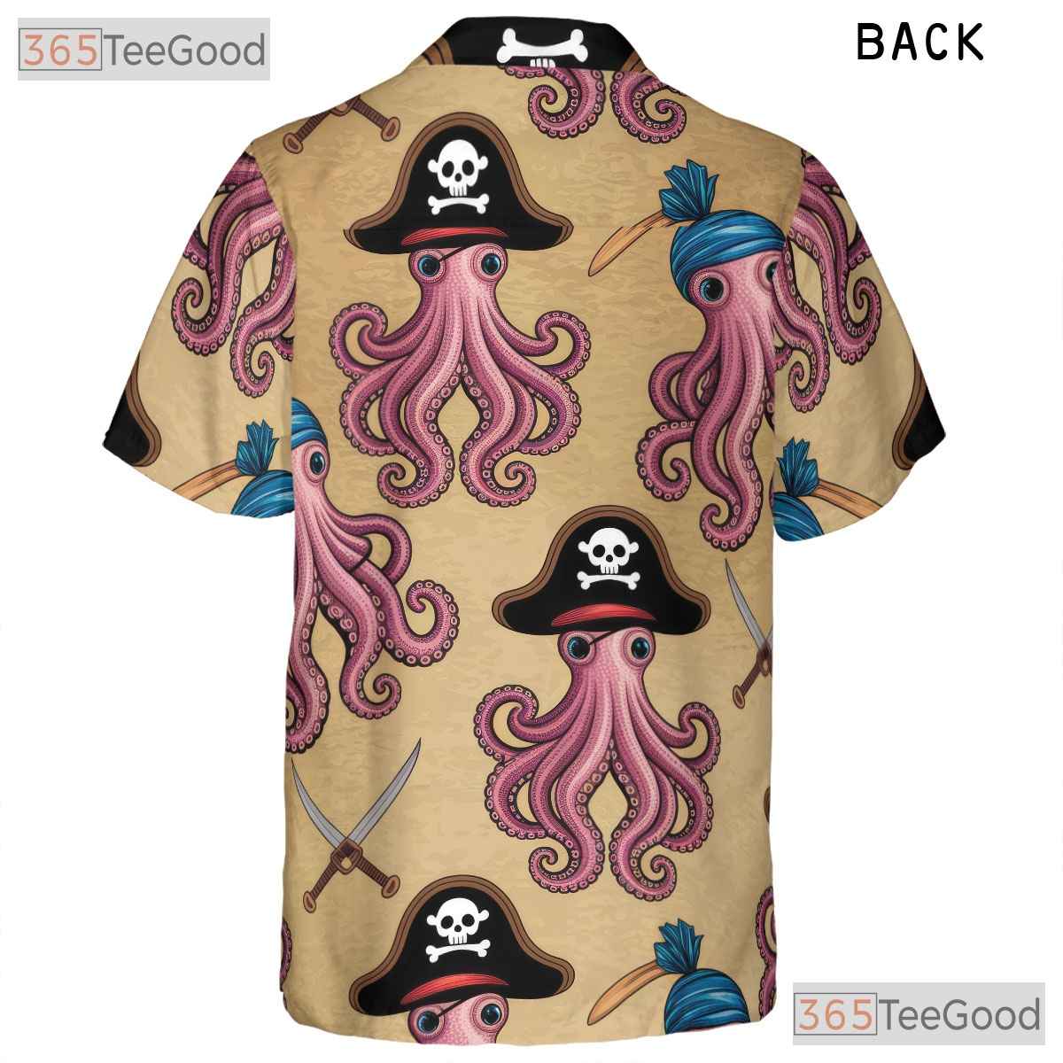 Pirate Kraken Octopus Hawaiian Shirt- Unisex Nautical Summer Casual Vacation Top
