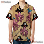 Pirate Kraken Octopus Hawaiian Shirt- Unisex Nautical Summer Casual Vacation Top
