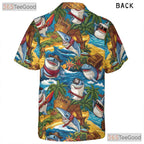 Pirate Shark Hawaiian Shirt Men Women, Tropical Beach Party Aloha Top