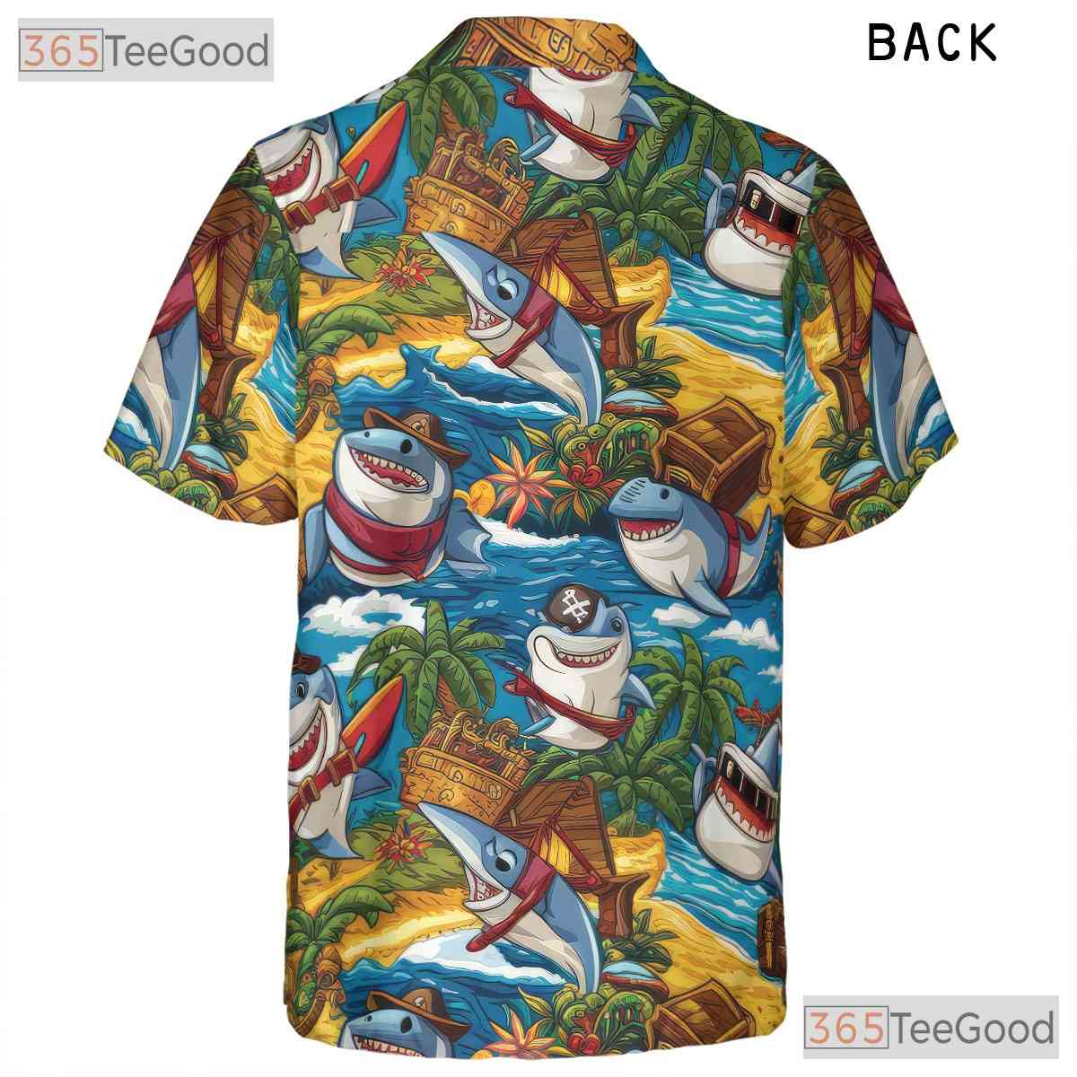Pirate Shark Hawaiian Shirt Men Women, Tropical Beach Party Aloha Top