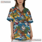Pirate Shark Hawaiian Shirt Men Women, Tropical Beach Party Aloha Top