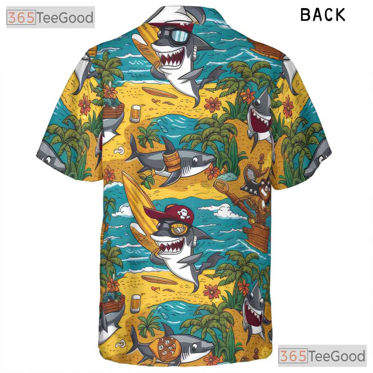 Pirate Shark Hawaiian Shirt Tropical Surf Vibe Men Women Aloha Top