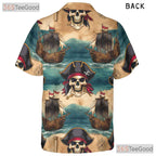 Pirate Skull Treasure Map Hawaiian Tee - Unisex Vintage Style Aloha Shirt