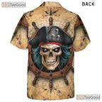 Pirate Skull Vintage Skeleton Ship Seamless Pattern Hawaiian Tee Unisex Top