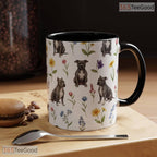 Floral Pit Bull Dog Lover Gift Two Tone Ceramic Accent Mug For Dog Moms And Pet Owners