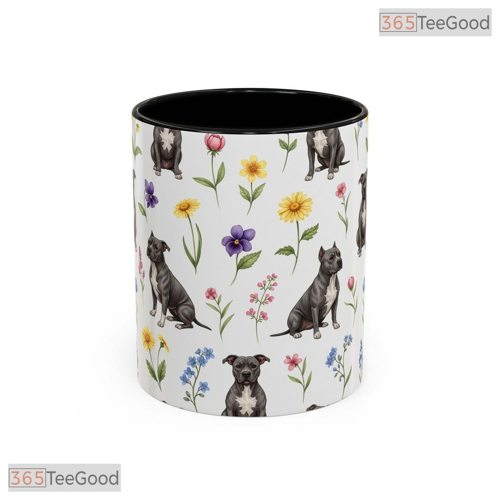 Floral Pit Bull Dog Lover Gift Two Tone Ceramic Accent Mug For Dog Moms And Pet Owners