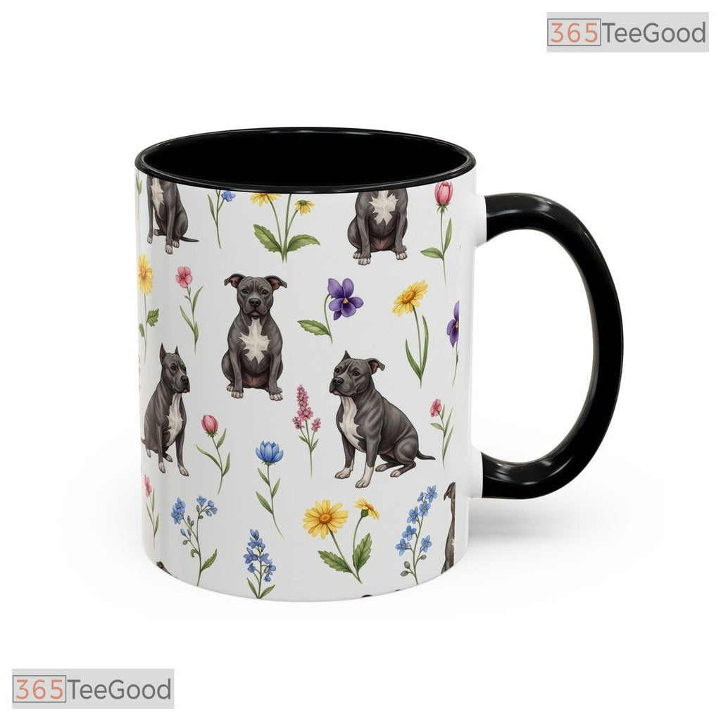 Floral Pit Bull Dog Lover Gift Two Tone Ceramic Accent Mug For Dog Moms And Pet Owners