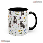 Floral Pit Bull Dog Lover Gift Two Tone Ceramic Accent Mug For Dog Moms And Pet Owners