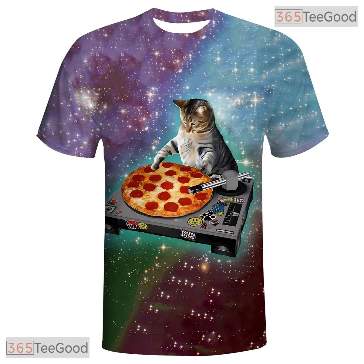 Funny Pizza Cat American Eagle Flag 3D Graphic Printed Casual Unisex Tee Shirt Top