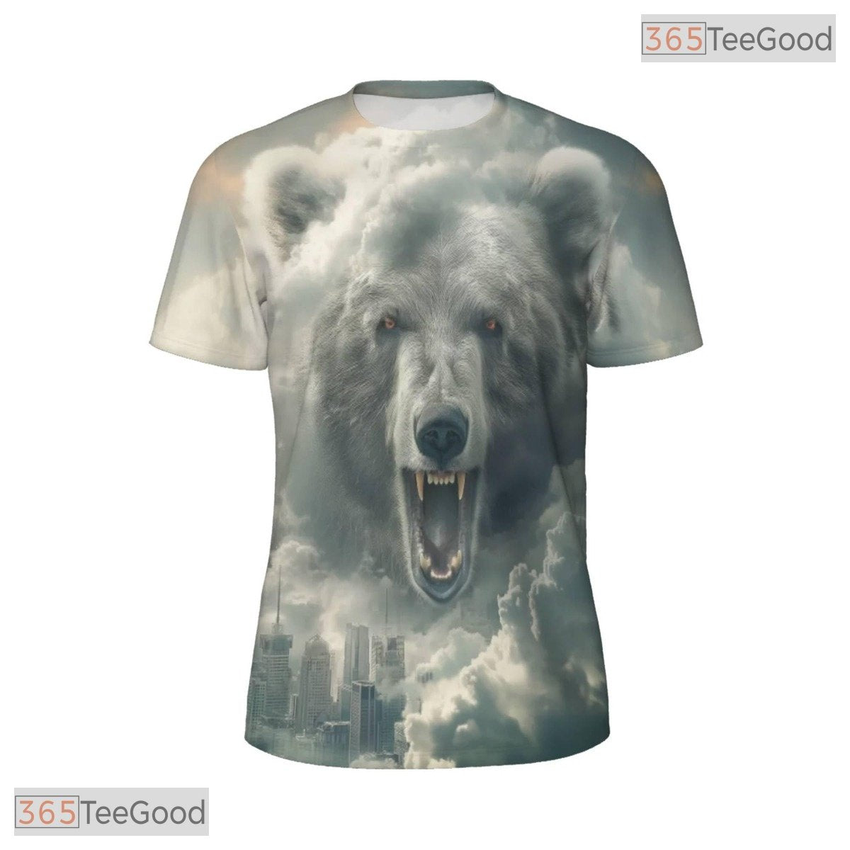 Polar Bear Urban City Graphic 3D Pattern Printed Casual Unisex T-Shirt Tops Style