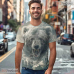 Polar Bear Urban City Graphic 3D Pattern Printed Casual Unisex T-Shirt Tops Style