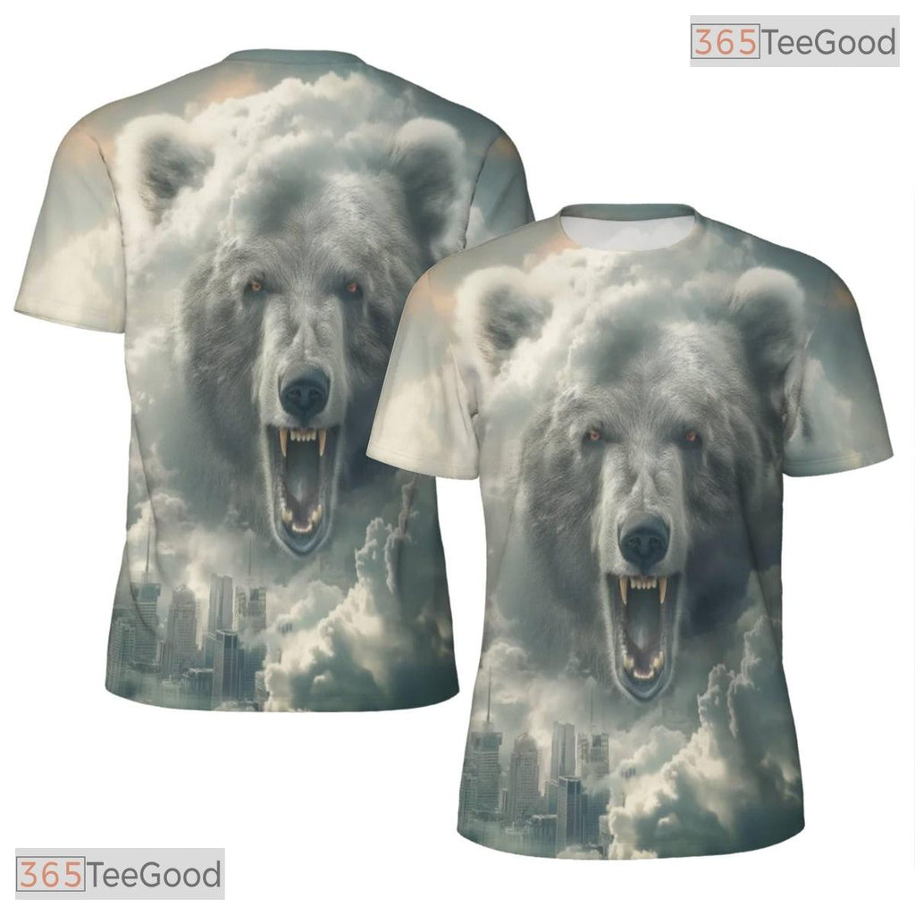 Polar Bear Urban City Graphic 3D Pattern Printed Casual Unisex T-Shirt Tops Style