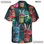 Polynesian Tiki Mask Hawaiian Shirt- Unisex Tropical Tribal Aloha Party Top