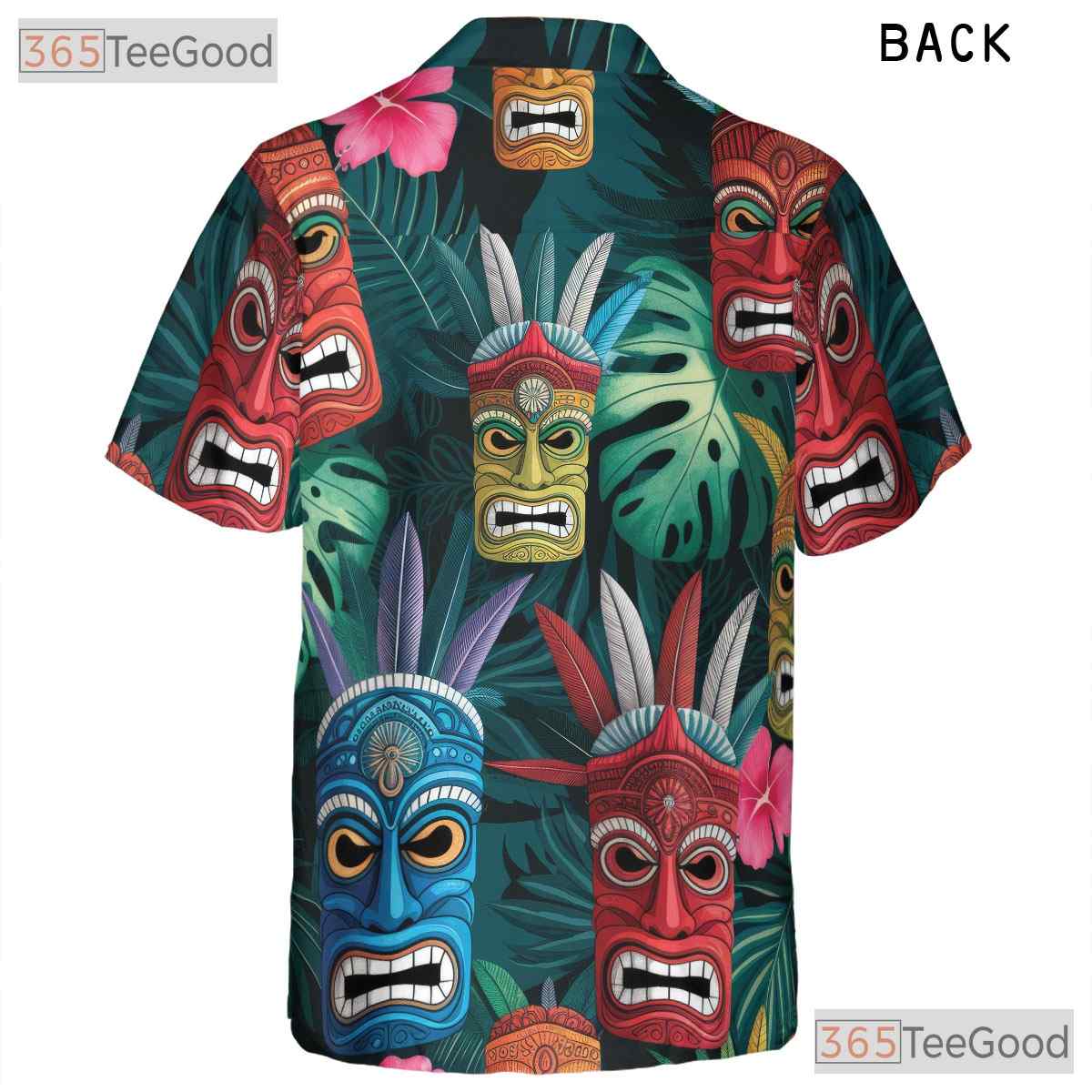 Polynesian Tiki Mask Hawaiian Shirt- Unisex Tropical Tribal Aloha Party Top