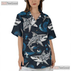 Polynesian Tribal Shark Ocean Wave Hawaiian Shirt Unisex Summer Beach