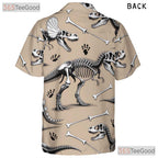 Prehistoric Dinosaur Skeleton Hawaiian Shirt- Unisex Fossil Print Beach Top