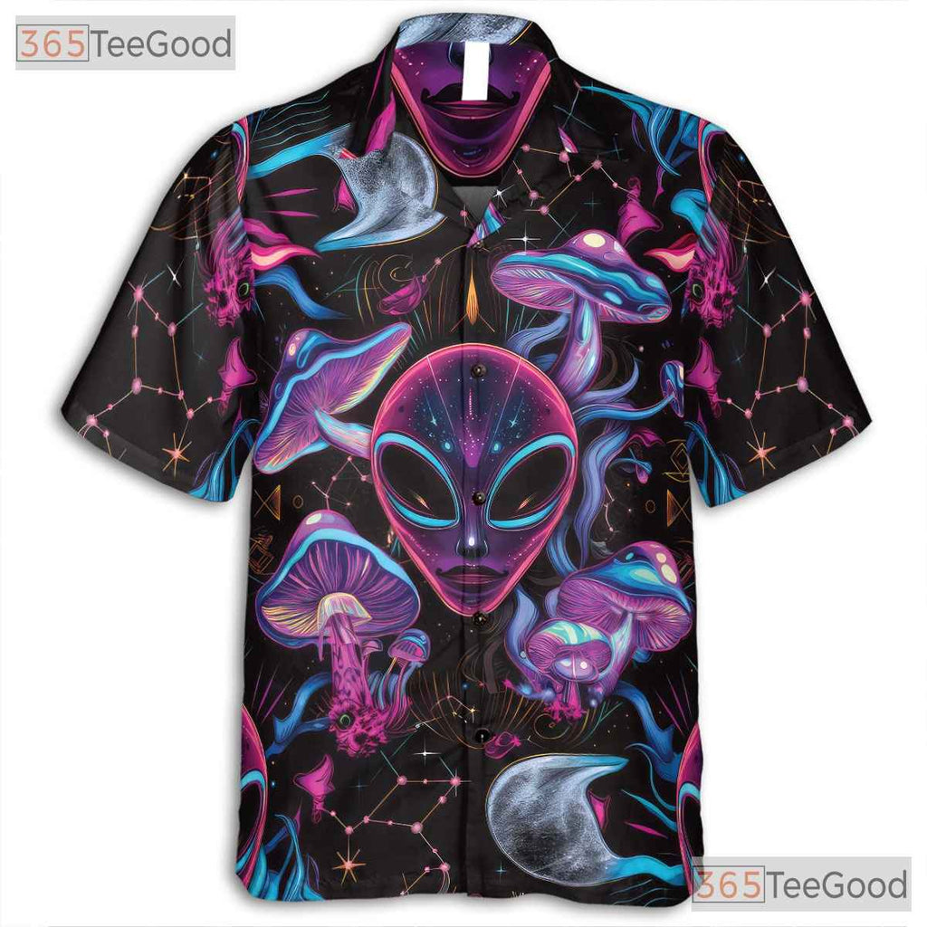 Psychedelic Alien Fantasy Mushroom Hawaiian Shirt Unisex Summer Vacation Top