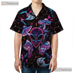 Psychedelic Alien Fantasy Mushroom Hawaiian Shirt Unisex Summer Vacation Top