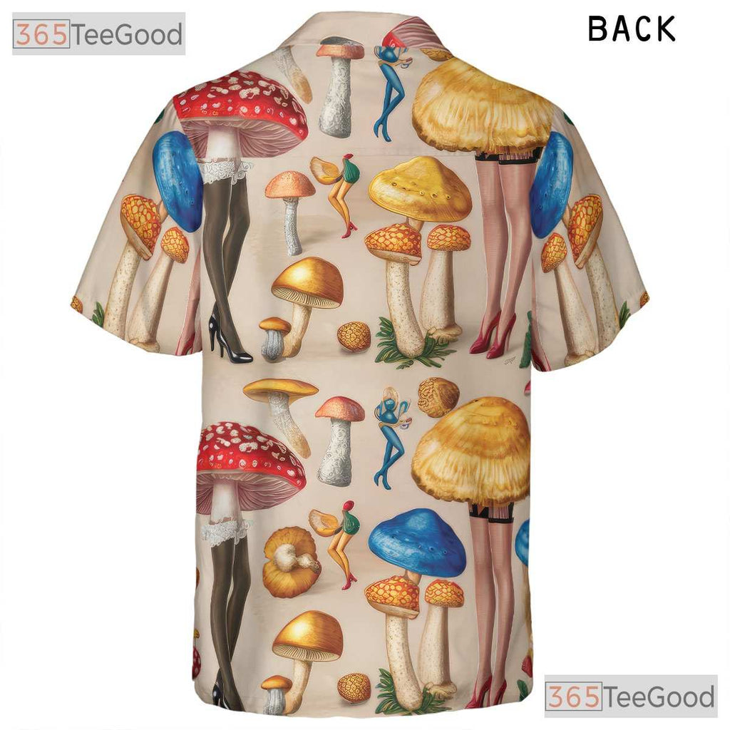 Psychedelic Mushroom Pin-Up Hawaiian Shirt Unisex Trippy Summer Beachwear