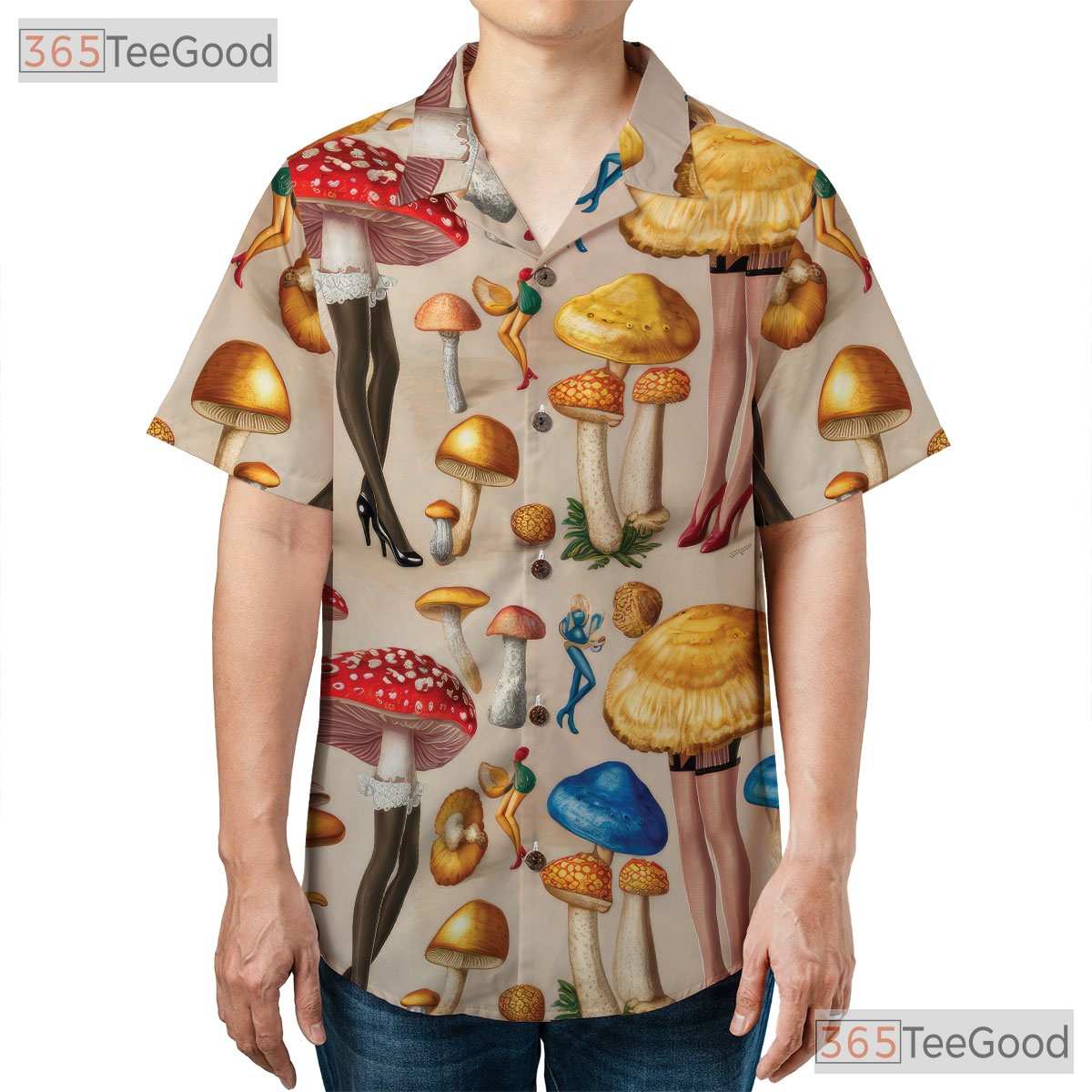 Psychedelic Mushroom Pin-Up Hawaiian Shirt Unisex Trippy Summer Beachwear