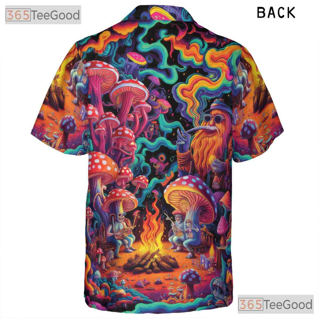 Psychedelic Mushroom Trippy Hawaiian Shirt Unisex Summer Festival Wear Top