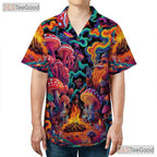 Psychedelic Mushroom Trippy Hawaiian Shirt Unisex Summer Festival Wear Top