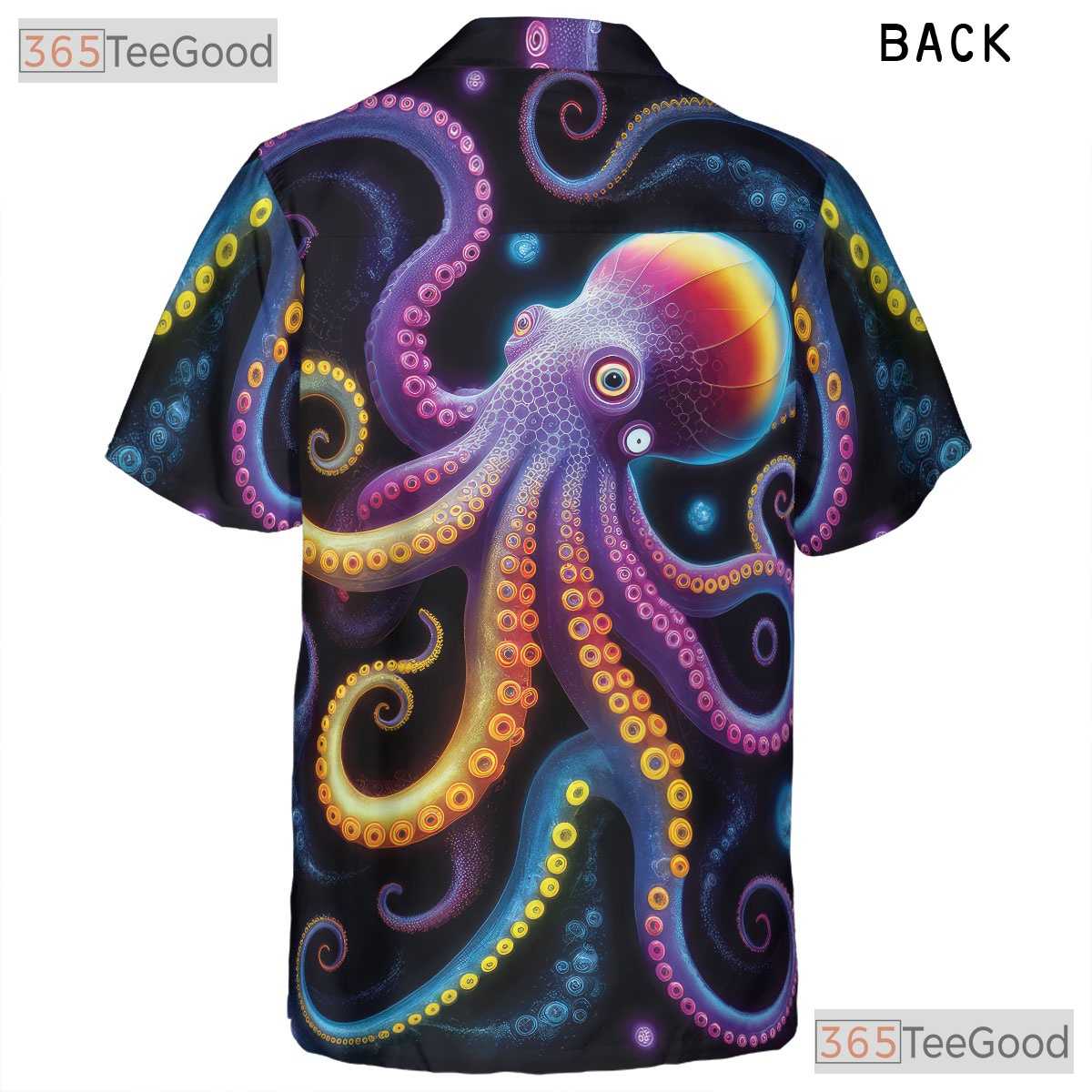 Psychedelic Octopus Neon Cosmic Sea Life Vibrant Art Hawaiian Shirt Unisex