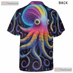 Psychedelic Octopus Vibrant Neon Cosmic Sea Life Art Hawaiian Tee Unisex