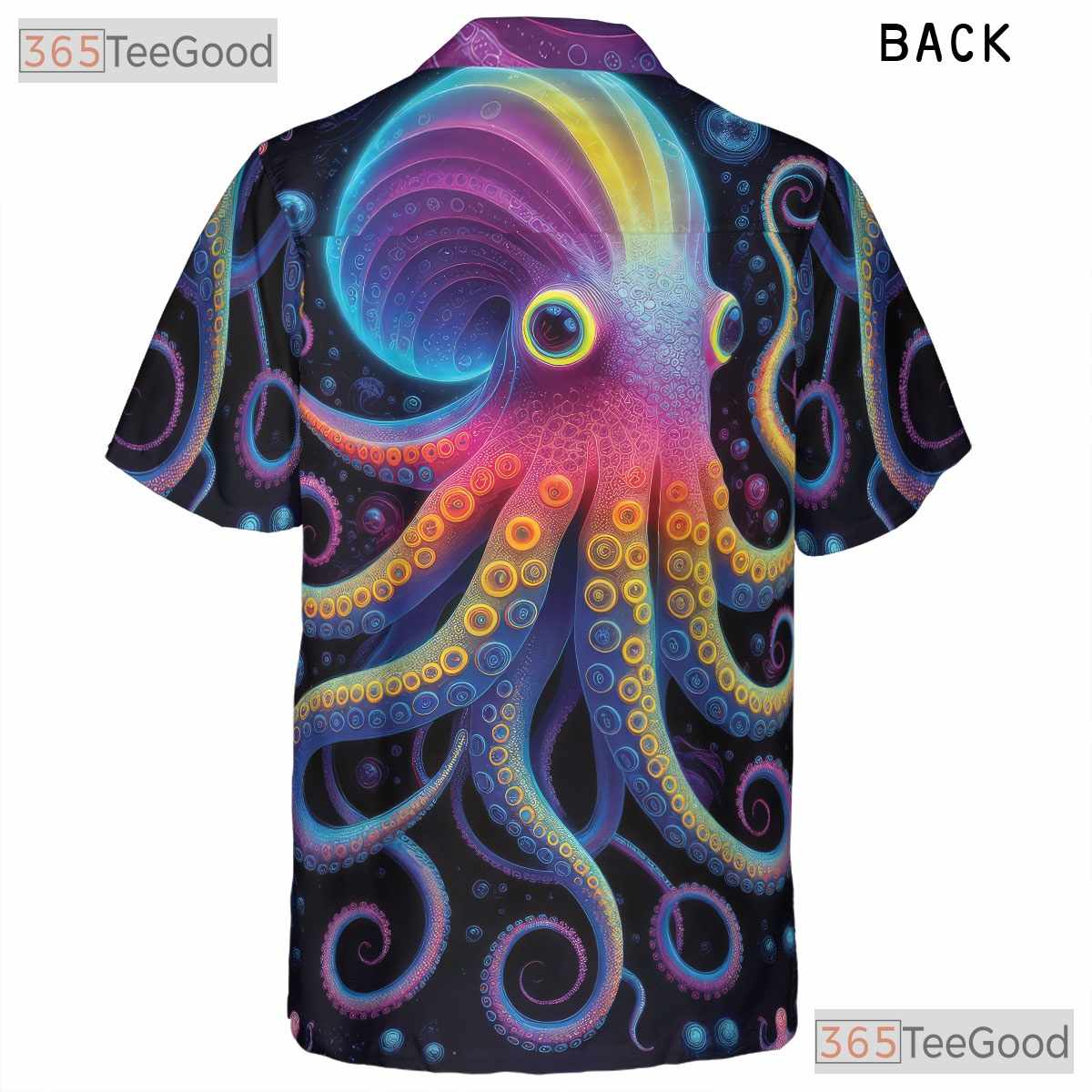 Psychedelic Octopus Vibrant Neon Cosmic Sea Life Art Hawaiian Tee Unisex