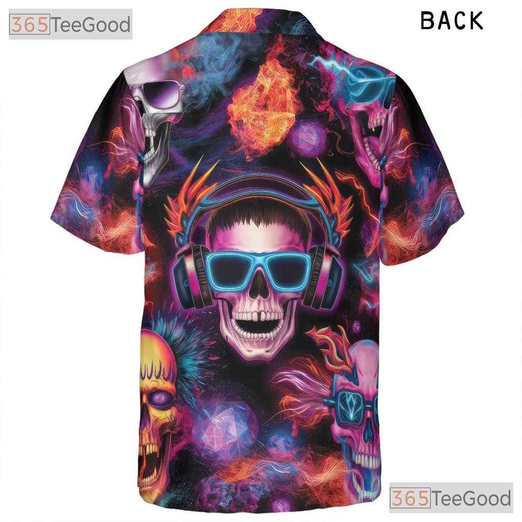 Psychedelic Skull Gothic Skeleton Art Festival Hawaiian Tee Unisex Outfit