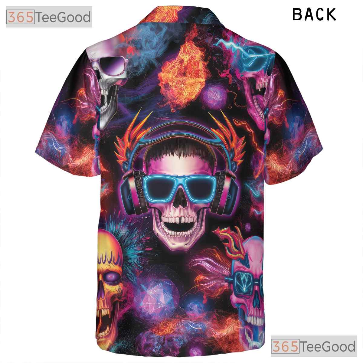 Psychedelic Skull Gothic Skeleton Art Festival Hawaiian Tee Unisex Outfit