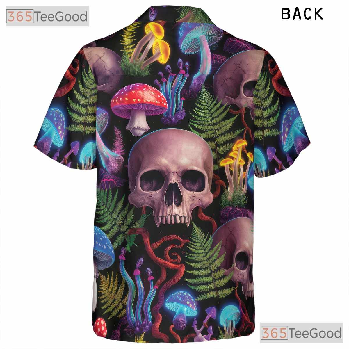 Psychedelic Skull Hawaiian Shirt - Men's Trippy Mushroom Print Aloha