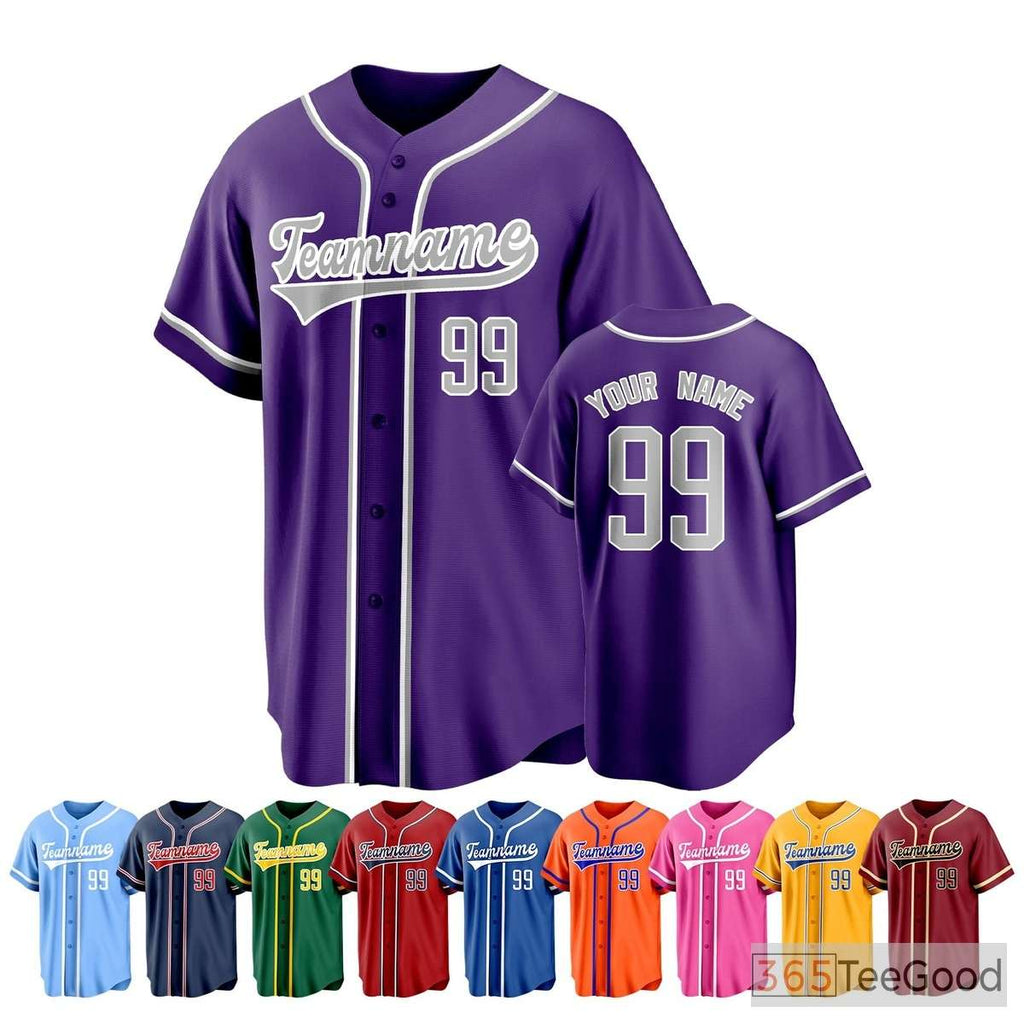 Purple Baseball Jersey for Men & Women - Personalize Your Custom Look