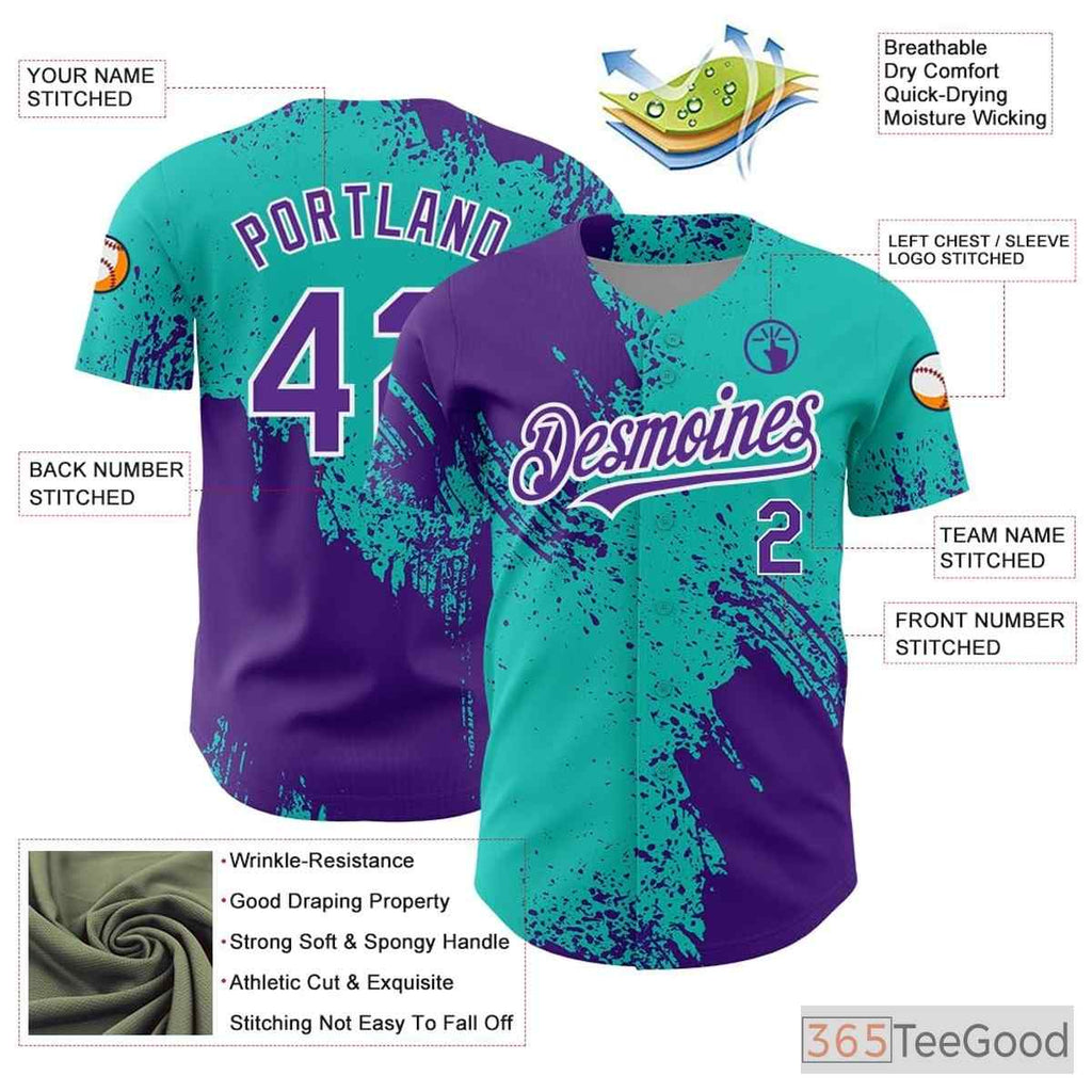 Purple Baseball Jersey Tee - Personalized with Custom Stitched Name & Number Options