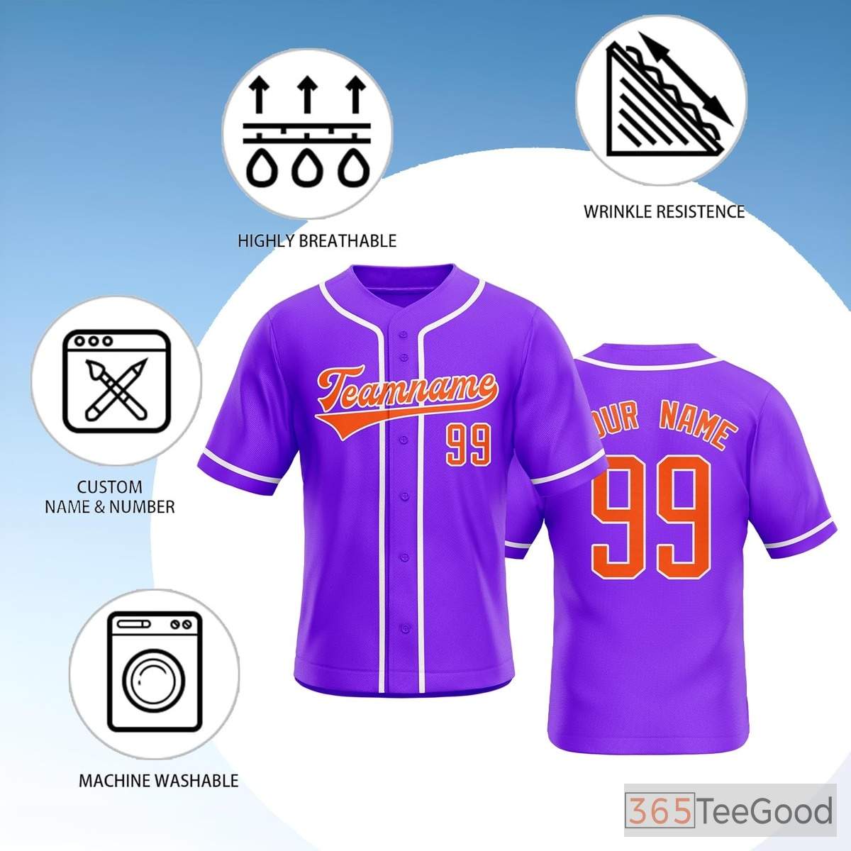 Purple Baseball Jersey Tee for Men & Women - A Clean Canvas for Team & Fan Designs