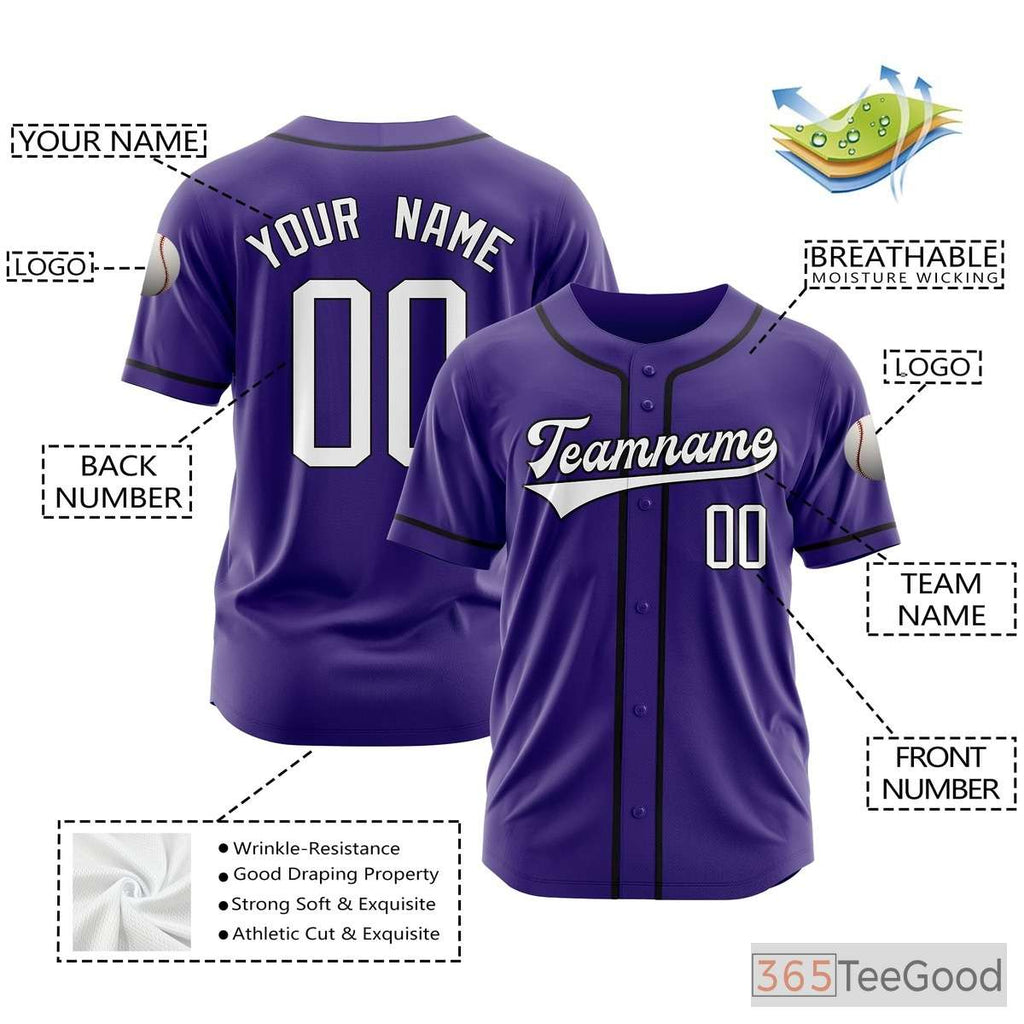 Purple Baseball Jersey Tee for Men & Women - Personalize with Your Name, Number, and Logo