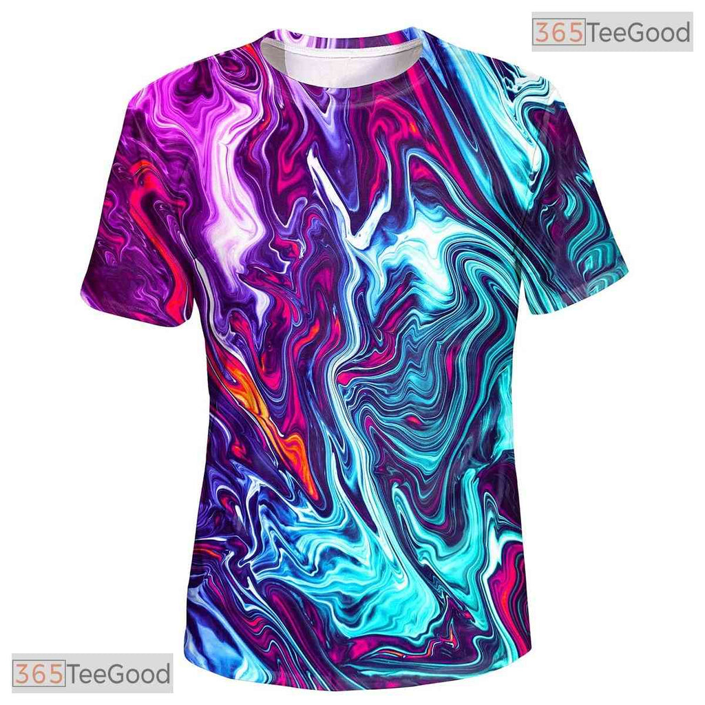 Cosmic Purple And Blue Galaxy Abstract 3D Printed Casual Unisex T-Shirt Tops