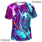 Cosmic Purple And Blue Galaxy Abstract 3D Printed Casual Unisex T-Shirt Tops