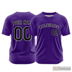 Purple Custom Baseball Jersey Tee - Personalized Stitched Name & Number for Men & Women