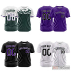 Purple Custom Baseball Jersey Tee - Personalized Stitched Name & Number for Men & Women