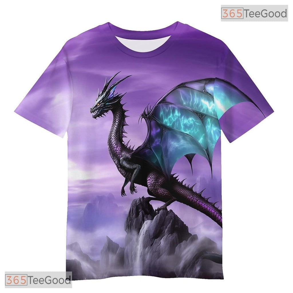 Purple Dragon Basketball Graphic Design 3D Printed Short Sleeve Unisex Tee Shirt Top