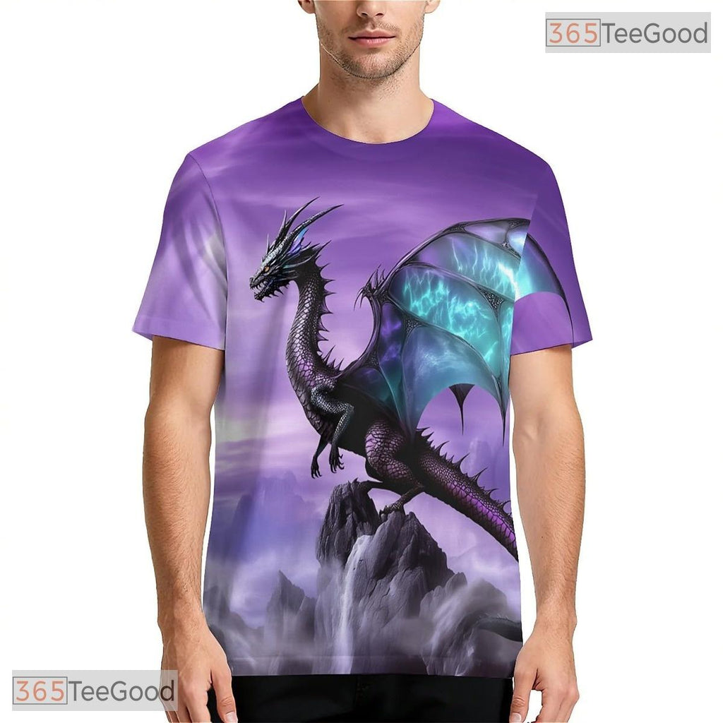 Purple Dragon Basketball Graphic Design 3D Printed Short Sleeve Unisex Tee Shirt Top