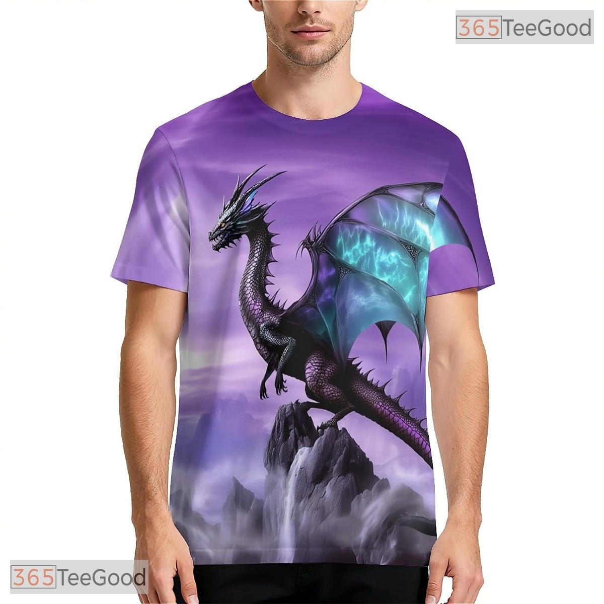Purple Dragon Basketball Graphic Design 3D Printed Short Sleeve Unisex Tee Shirt Top