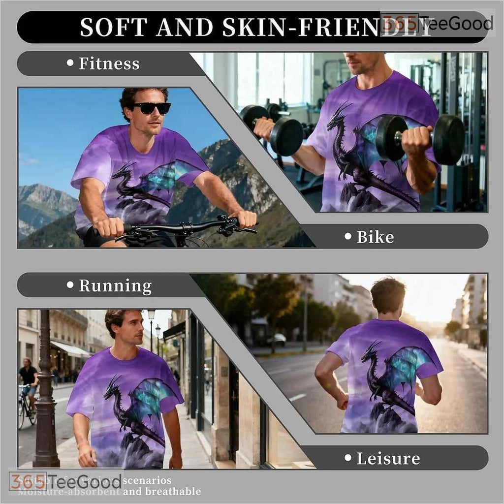 Purple Dragon Basketball Graphic Design 3D Printed Short Sleeve Unisex Tee Shirt Top
