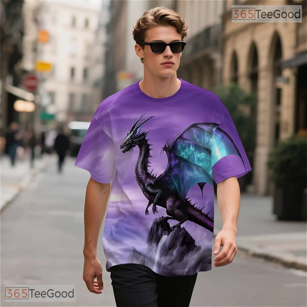 Purple Dragon Basketball Graphic Design 3D Printed Short Sleeve Unisex Tee Shirt Top