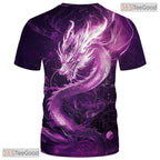 Purple Mythical Dragon Funny Graphic Novelty 3D Printed Casual Unisex Tee Shirt